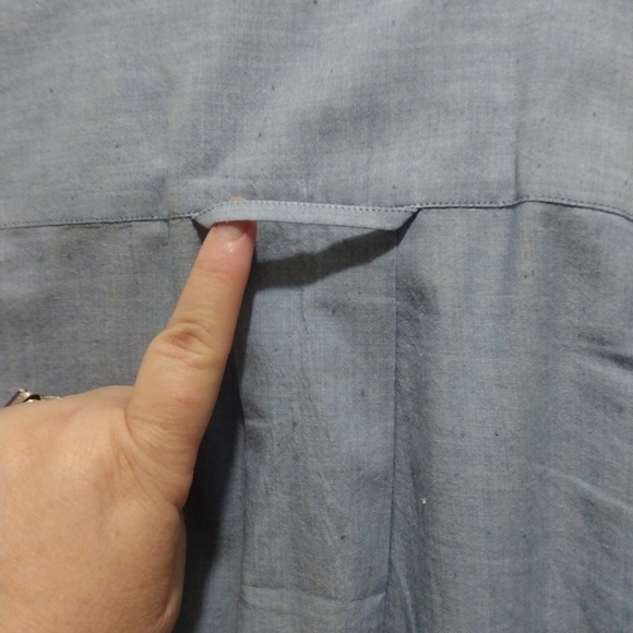 Vintage Orvis Fishing Lightweight Short Sleeved Chambray 1 Pocket Button Down L - Picture 8 of 11